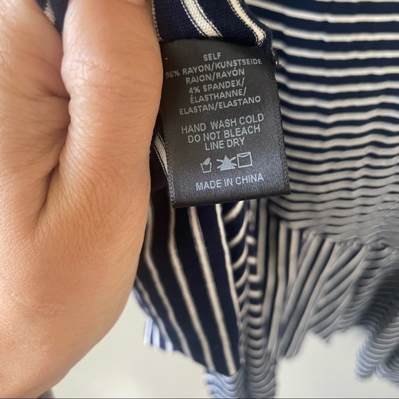Anthropologie Sunday in Brooklyn Navy Striped 3/4 Sleeve Top - Picture 6 of 9